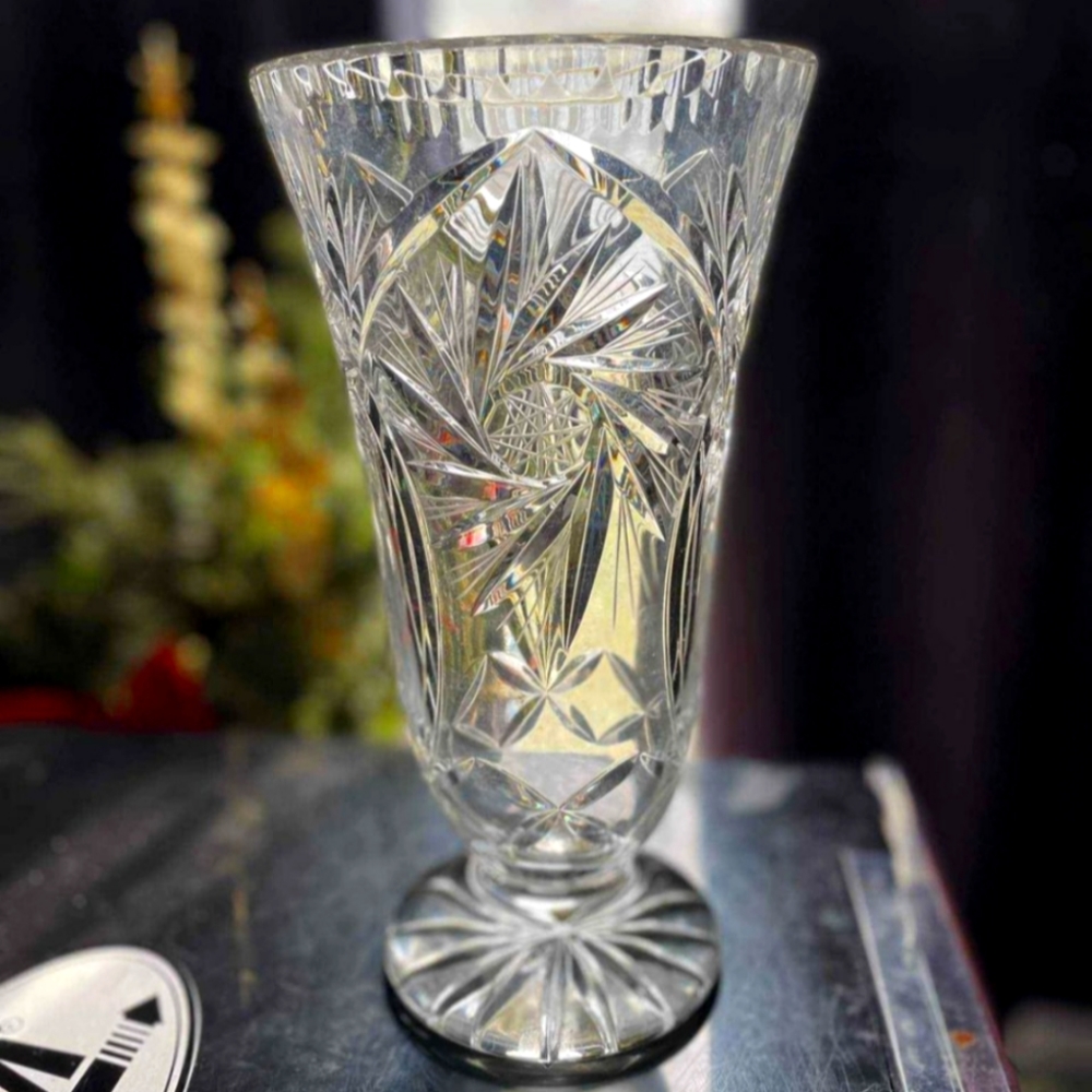 Vintage Lead Crystal Vase- Star of David